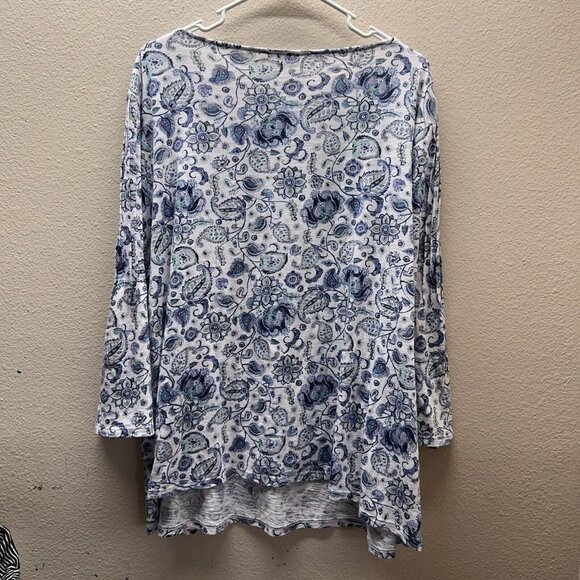 J. Jill Blue and White Floral Blouse - Picture 4 of 5